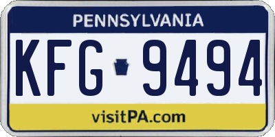 PA license plate KFG9494