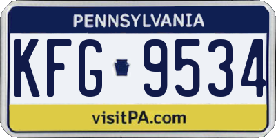 PA license plate KFG9534