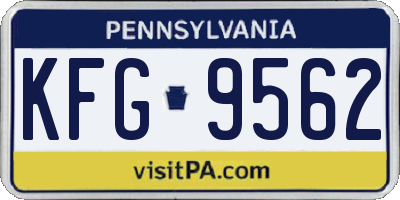 PA license plate KFG9562