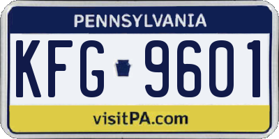 PA license plate KFG9601