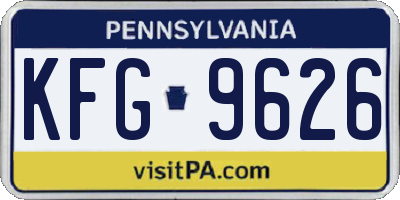 PA license plate KFG9626