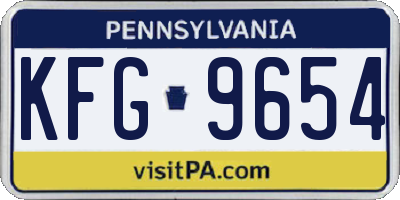 PA license plate KFG9654