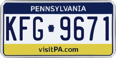 PA license plate KFG9671