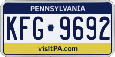 PA license plate KFG9692