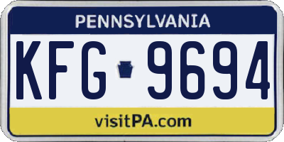 PA license plate KFG9694