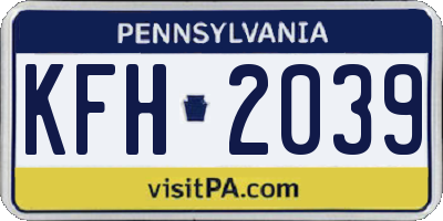 PA license plate KFH2039