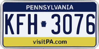 PA license plate KFH3076