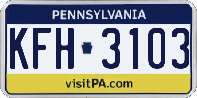 PA license plate KFH3103