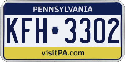 PA license plate KFH3302