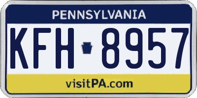 PA license plate KFH8957
