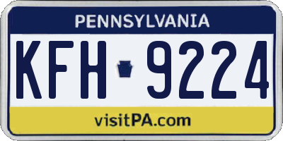 PA license plate KFH9224