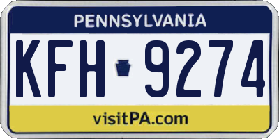 PA license plate KFH9274