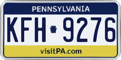 PA license plate KFH9276