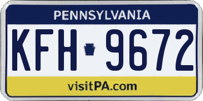 PA license plate KFH9672