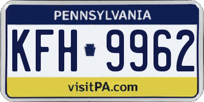 PA license plate KFH9962