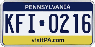 PA license plate KFI0216