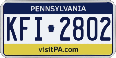 PA license plate KFI2802