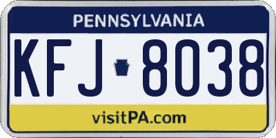 PA license plate KFJ8038