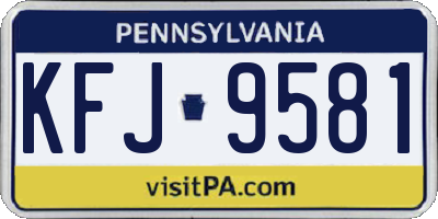 PA license plate KFJ9581