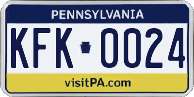 PA license plate KFK0024