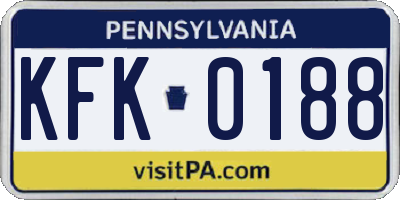 PA license plate KFK0188