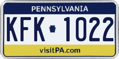 PA license plate KFK1022