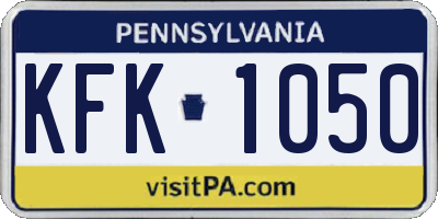 PA license plate KFK1050
