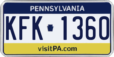 PA license plate KFK1360