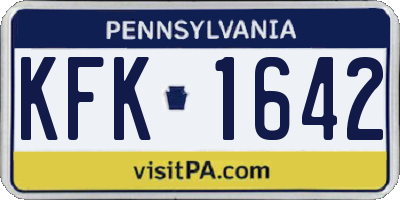 PA license plate KFK1642