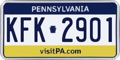 PA license plate KFK2901