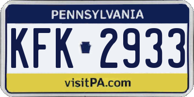 PA license plate KFK2933