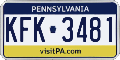 PA license plate KFK3481