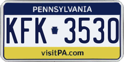 PA license plate KFK3530