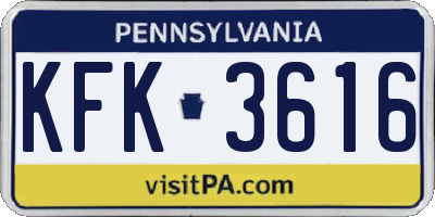 PA license plate KFK3616