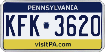 PA license plate KFK3620