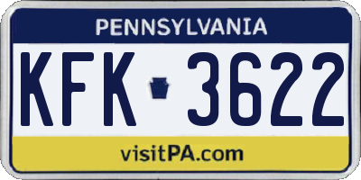 PA license plate KFK3622