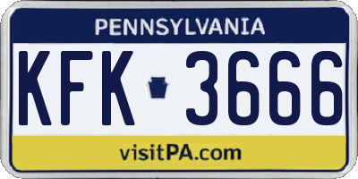 PA license plate KFK3666