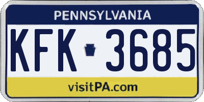 PA license plate KFK3685