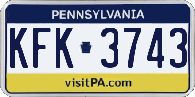 PA license plate KFK3743