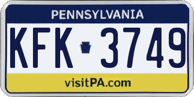 PA license plate KFK3749