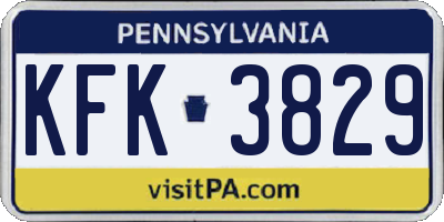 PA license plate KFK3829