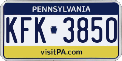 PA license plate KFK3850