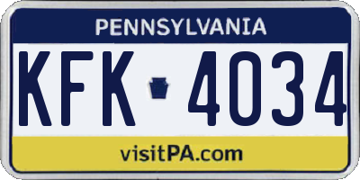 PA license plate KFK4034