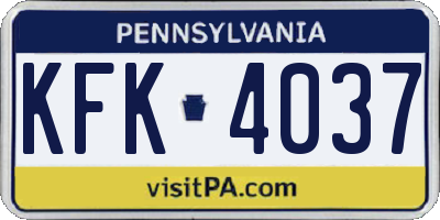 PA license plate KFK4037