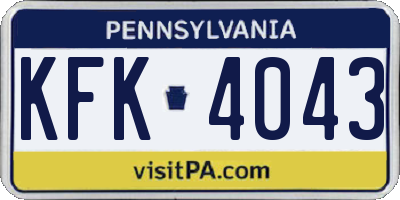 PA license plate KFK4043