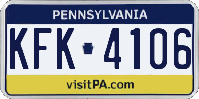 PA license plate KFK4106