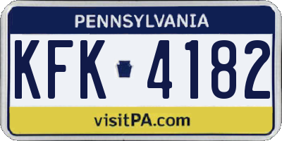 PA license plate KFK4182