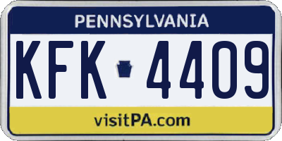 PA license plate KFK4409