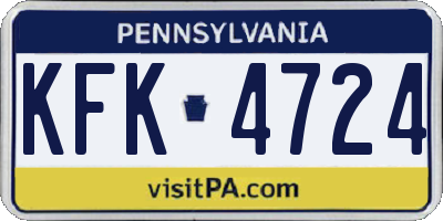 PA license plate KFK4724