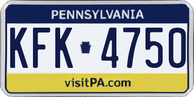 PA license plate KFK4750